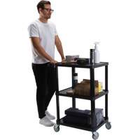 Chariot utilitaire avec tablette plate, 3 tiers, 18-1/8" x 37-3/8" x 27-3/4", Capacit&eacute; 330 lb Superchem Industries