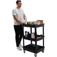 Chariot utilitaire avec tablette &agrave; bordure profonde, 3 tiers, 19" x 39-1/2" x 28-1/4", Capacit&eacute; 330 lb Superchem Industries