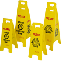 Wet Floor Safety Signs, Quadrilingual with Pictogram Superchem Industries