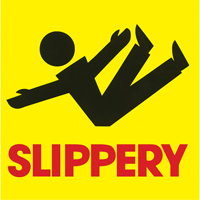 "Slippery" Traffic Cone Message Label, Adhesive, English with Pictogram Superchem Industries