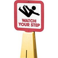 "Watch Your Step" Traffic Cone Message Label, Adhesive, English with Pictogram Superchem Industries