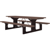 Recycled Plastic Picnic Tables, 6' L x 61-1/2" W, Brown Superchem Industries