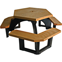 Recycled Plastic Hexagon Picnic Tables, 78" L x 78" W, Cedar Superchem Industries