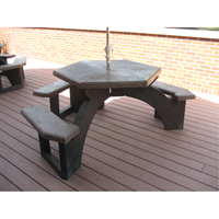 Recycled Plastic Hexagon Picnic Tables, 78" L x 78" W, Brown Superchem Industries