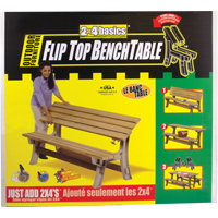 Basics&reg; Flip Top Park Bench / Table, Plastic, 96" L x 26" W x 34" H, Sand Superchem Industries