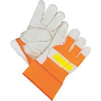 Gants d'ajusteur classiques haute visibilit&eacute;, Taille unique, Paume en Cuir fleur de vache, Doublure en Peluche d'acrylique Superchem Industries