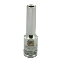 Metric Socket, 6 mm, 3/8" Drive, 12 Points, Deep Superchem Industries