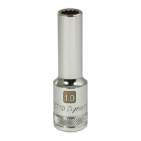 Metric Socket, 10 mm, 1/2" Drive, 12 Points, Deep Superchem Industries