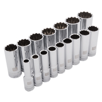 SAE Socket Set, 16 Pcs, 1/2" Drive Size, Deep Superchem Industries