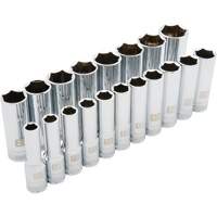 Metric Socket Set, 19 Pcs, 1/2" Drive Size, Deep Superchem Industries