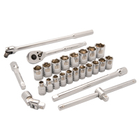 Metric Socket Set, 25 Pcs, 1/2" Drive Size Superchem Industries