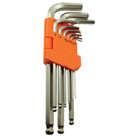 Ball End Hex Key Set, 9 Pcs., Metric Superchem Industries