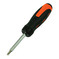 Ratcheting Multibit Screwdriver, 10-3/5" L, Cushion Grip Handle Superchem Industries