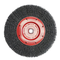 Economy Crimped Wire Wheel Brushes - Narrow Face, 6" Dia., 0.014 Fill, 2" Arbor Superchem Industries