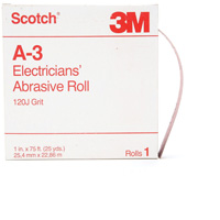Scotch&reg; A-3 Electrician's Abrasive Roll, Aluminum Oxide, 1" W x 75' L, 120 Grit Superchem Industries