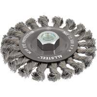 Brosse m&eacute;tallique AllSteel, Dia. 4-1/2", Fils 0,02", Arbre 5/8"-11, Acier Superchem Industries