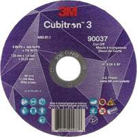 Meule &agrave; tronçonner Cubitron 3, 5" x 0,045", Arbre de 7/8", Type 1, C&eacute;ramique, 12250 Tr/min Superchem Industries