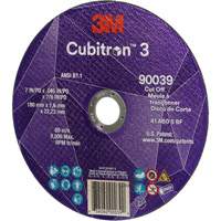 Meule &agrave; tronçonner Cubitron 3, 7" x 0,09", Arbre de 7/8", Type T27, C&eacute;ramique, 8500 Tr/min Superchem Industries