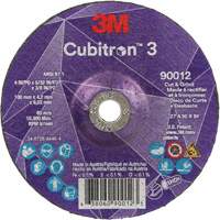Cubitron 3 Cut and Grind Wheel, 4" x 5/32", 3/8" Arbor, Type 27, 36 Grit, Ceramic Superchem Industries