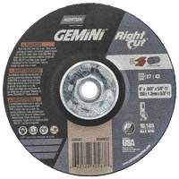 Gemini RightCut Right Angle Cut-Off Wheel, 6" x 0.045", 5/8"-11 Arbor, Type 27/42, Aluminum Oxide, 10185 RPM Superchem Industries