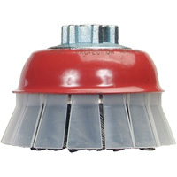 Knotted Wire Cup Brush with Protective Guard, 4" Dia. x 5/8"-11 Arbor Superchem Industries
