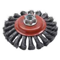 Twist Knot Saucer Cup Brush, 4" Dia., 0.02" Fill, 5/8"-11 Arbor, Steel Superchem Industries