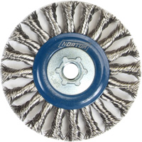 Full Cable Twist Wire Wheel, 4" Dia., 0.02" Fill, 5/8"-11 Arbor, Stainless Steel Superchem Industries