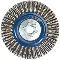 Stringer Bead Knot Wire Brush For Angle Grinders, 4" Dia., 0.02" Fill, 5/8"-11 Arbor, Stainless Steel Superchem Industries