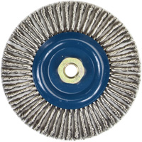 Stringer Bead Knot Wire Brush For Angle Grinders, 6" Dia., 0.02" Fill, 5/8"-11 Arbor, Stainless Steel Superchem Industries