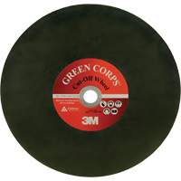 Green Corps Cut Off Wheel, 13-9/10" x 0.118", 1" Arbor, Ceramic, 20000 RPM Superchem Industries