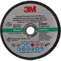 General Purpose Cut-Off Wheel, 01987, 3" x 0.04"/1/32", 3/8" Arbor, Aluminum Oxide Superchem Industries