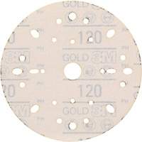 Hookit Gold Abrasive Disc, 6" Dia., 120 Grit, Aluminum Oxide, C-Weight Superchem Industries