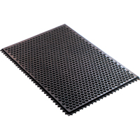 Conductive Anti-Fatigue Rubber Mat Interlocking Room System, Rubber, 2' W x 3' L, 1/2" Thick, Black Superchem Industries