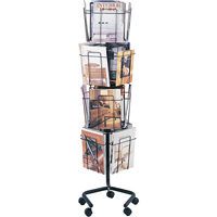 Literature Display Racks - Rotary Floor Displays, Rotating, 16 Slots, Wire Mesh, 15" W x 15" D x 60" H Superchem Industries