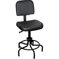 6000 Series Stool with Back, Stationary, Adjustable, 26" - 31", Vinyl Seat, Black Superchem Industries