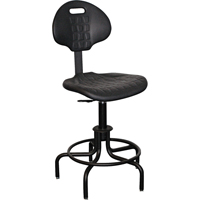 6000 Series Stool with Back, Stationary, Adjustable, 24" - 29", Polyurethane Seat, Black Superchem Industries