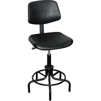 6000 Series Stool with Back, Stationary, Adjustable, 25" - 30", Polyurethane Seat, Black Superchem Industries