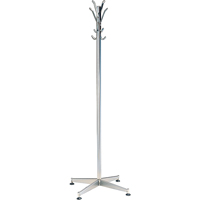 Coat Tree, 60" H, Steel, Chrome, 8 Hook(s) Superchem Industries