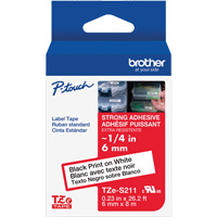 Extra-Strength Laminated Tape for P-Touch Label Makers, 6 mm x 8 m, Black on White Superchem Industries