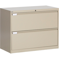 Lateral Filing Cabinet, Steel, 2 Drawers, 36" W x 18" D x 27-7/8" H, Beige Superchem Industries