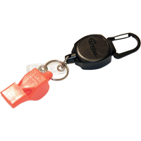 Self Retracting ID Badge and Key Reel with Whistle, Zinc Alloy Metal, 24" Cable, Carabiner Attachment Superchem Industries
