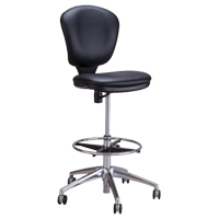 Metro Extended-High Chair, Vinyl, Black, 250 lbs. Capacity Superchem Industries
