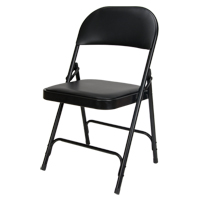 Vinyl Padded Folding Chair, Steel, Black, 300 lbs. Weight Capacity Superchem Industries