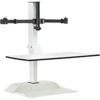Soar Sit/Stand Electric Desk with Dual Monitor Arm, Desktop Unit, 37-1/4" H x 27-3/4" W x 22" D, White Superchem Industries
