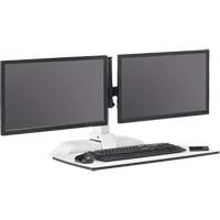 Soar Sit/Stand Electric Desk with Dual Monitor Arm, Desktop Unit, 37-1/4" H x 27-3/4" W x 22" D, White Superchem Industries