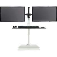 Soar Sit/Stand Electric Desk with Dual Monitor Arm, Desktop Unit, 37-1/4" H x 27-3/4" W x 22" D, White Superchem Industries