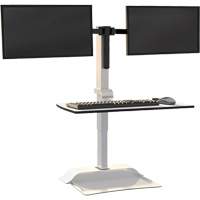 Soar Sit/Stand Electric Desk with Dual Monitor Arm, Desktop Unit, 37-1/4" H x 27-3/4" W x 22" D, White Superchem Industries