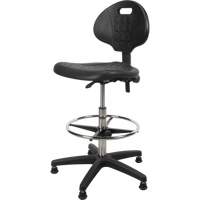 Heavy-Duty Ergonomic Stool, Stationary, Adjustable, 39” - 48”, Polyurethane Seat, Black Superchem Industries