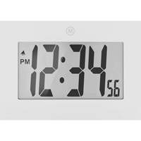 Large Frame Clock, Digital, Battery Operated, 9" W x 1" D x 6.5" H, White Superchem Industries