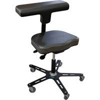 VEGA-T Ergonomic Industrial Chair, Mobile, Adjustable, Vinyl Seat, Black Superchem Industries